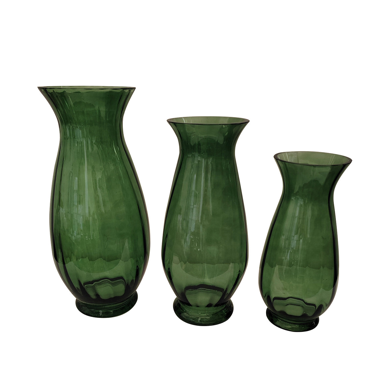 40cm Green Ridges Design Glass Vase