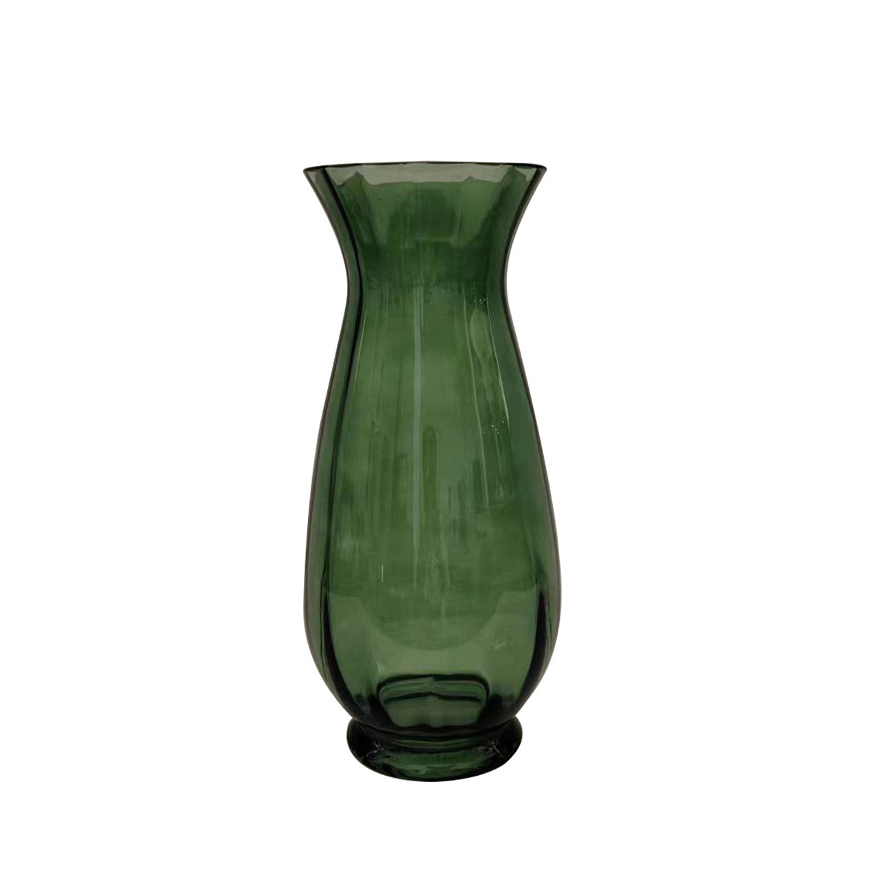 30cm Green Ridges Design Glass Vase