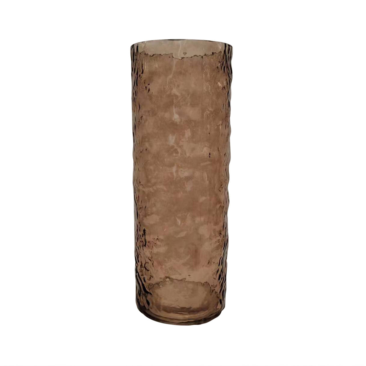 40cm Amber Brown Textured Glass Vase