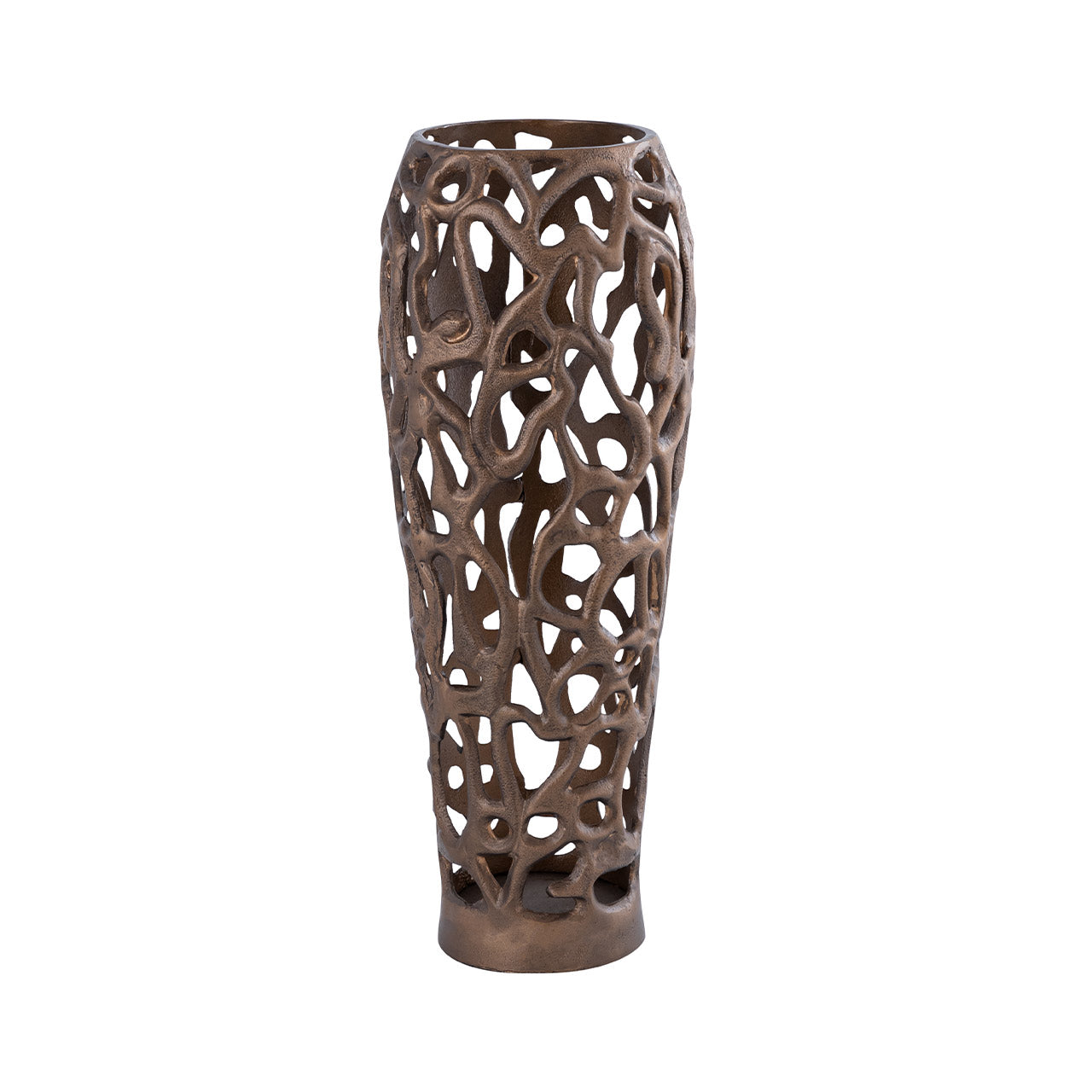 49cm Coral Metal Vase Bronze