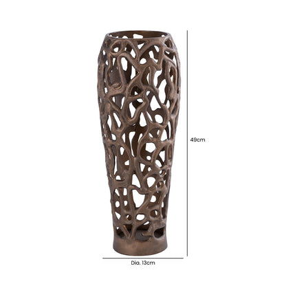 49cm Coral Metal Vase Bronze