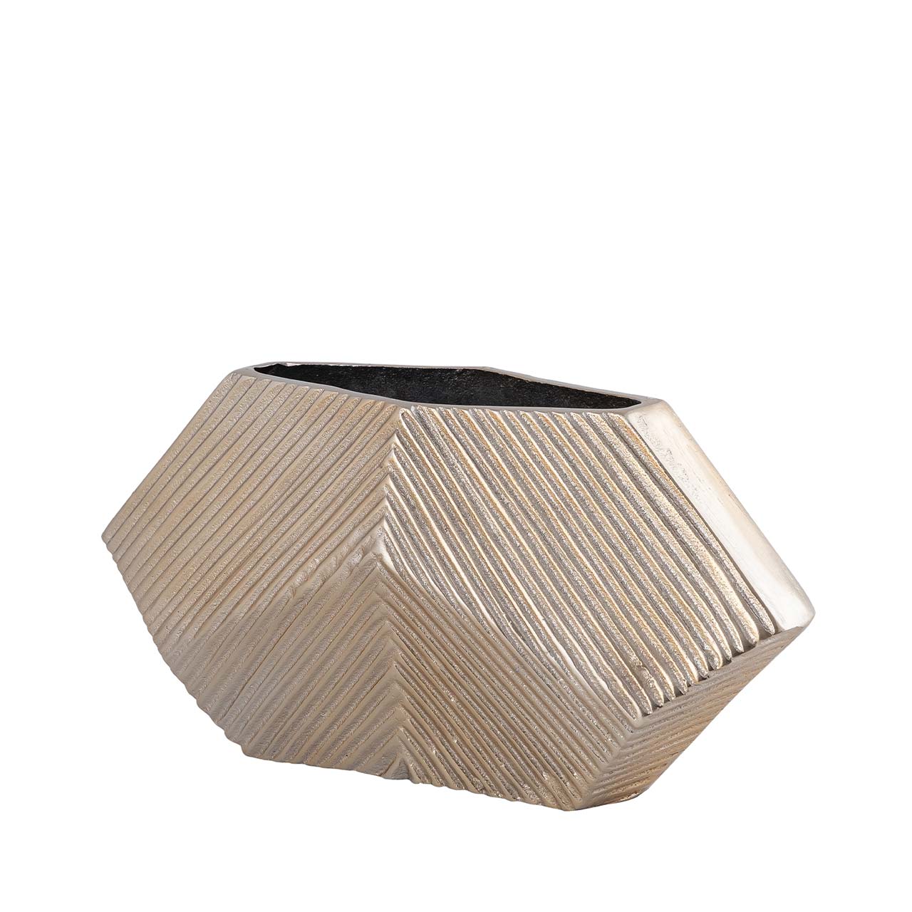 20cm Hexagon Metal Vase Champagne