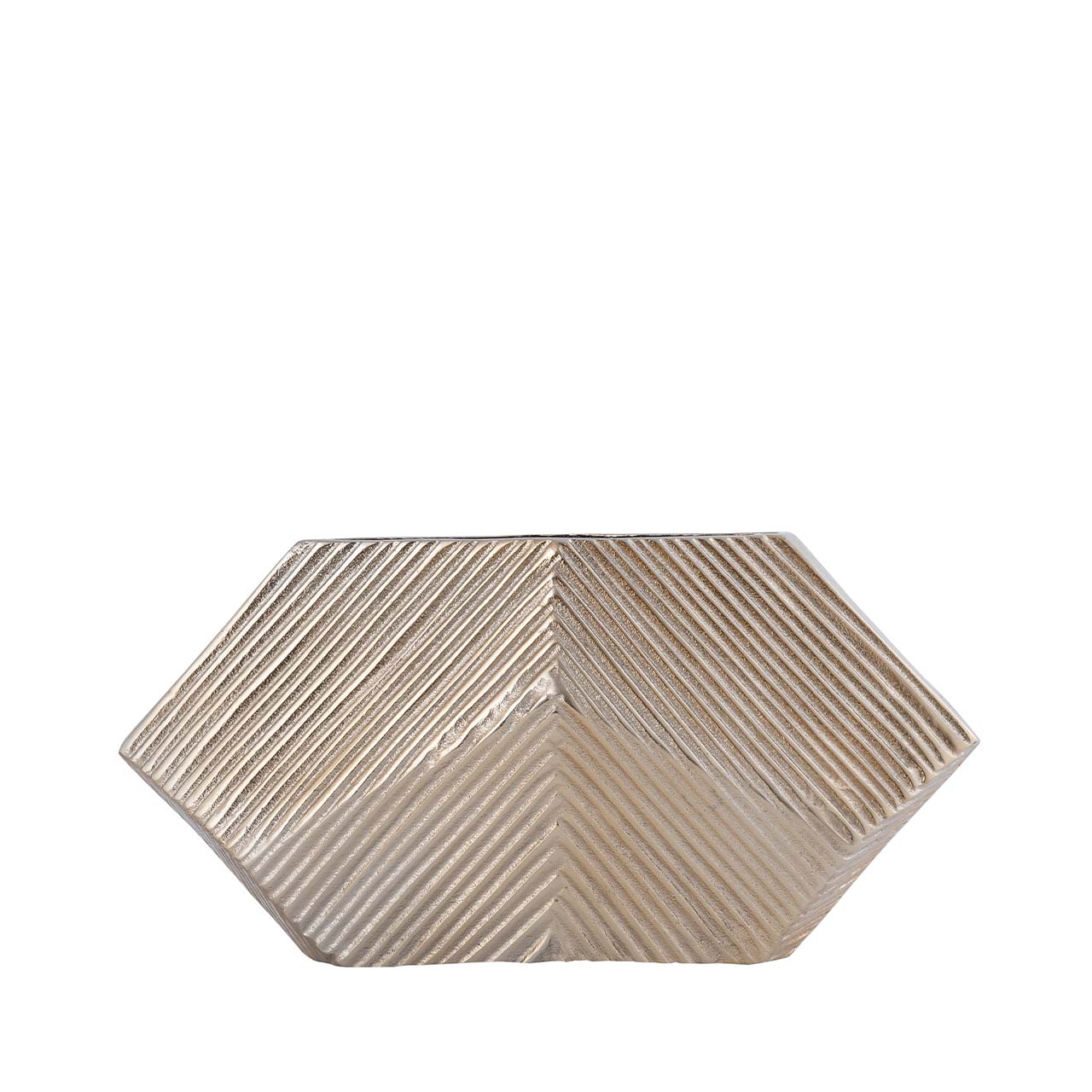 20cm Hexagon Metal Vase Champagne