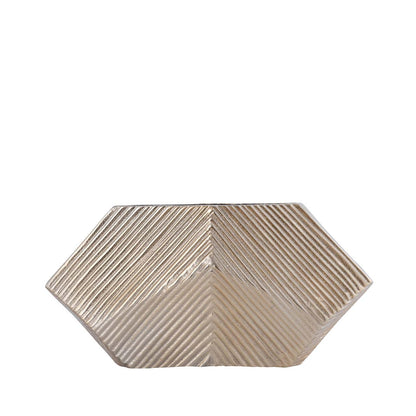 20cm Hexagon Metal Vase Champagne