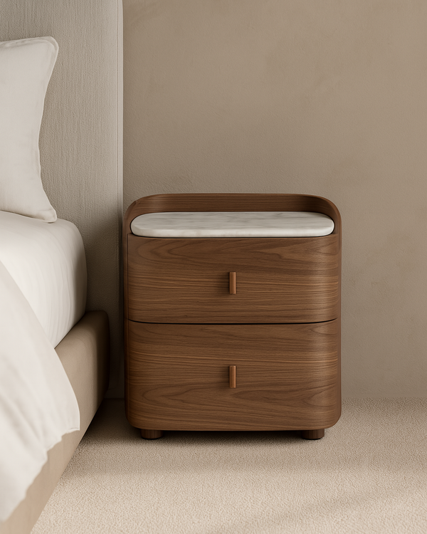 Vertu Bedside Table - Walnut - Tommy Franks