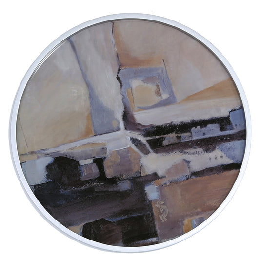 75cm Wood Abstract Wall Art Blush Pink And Silver