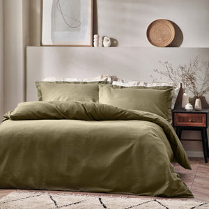 Waffle Single Duvet Set Olive - Riva