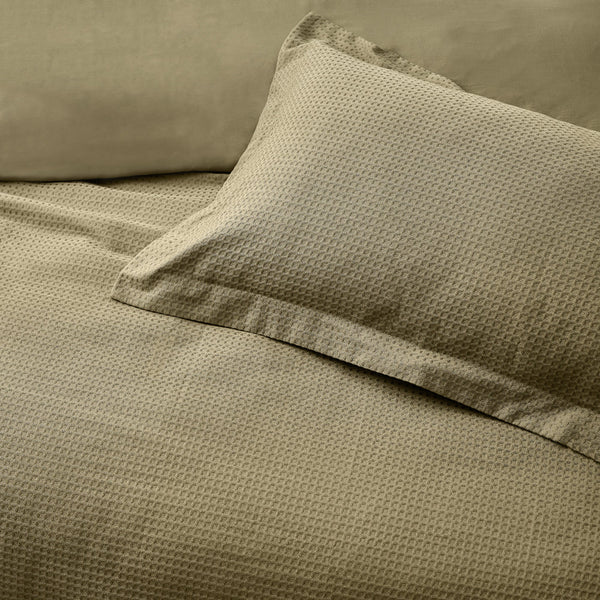 Waffle Single Duvet Set Olive - Riva