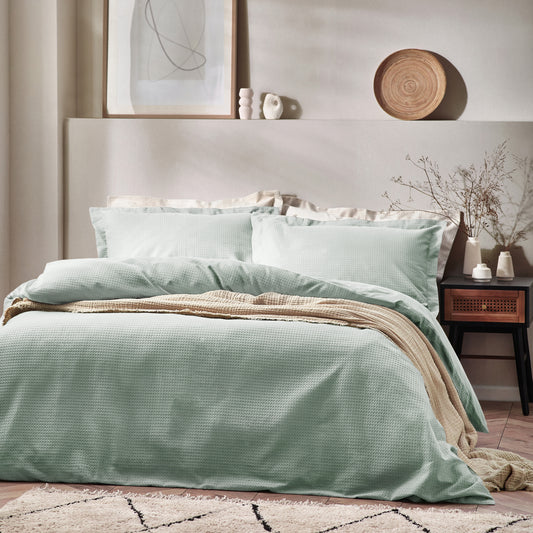WAFFLE SB DUVET SET SEAFOAM