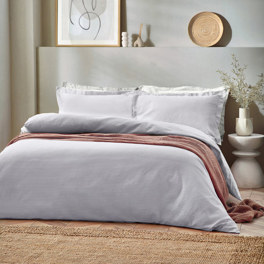 WAFFLE DB DUVET SET SILVER