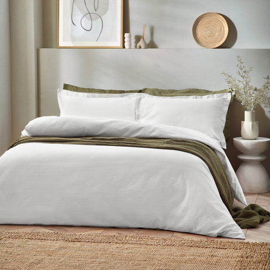 WAFFLE DB DUVET SET WHITE