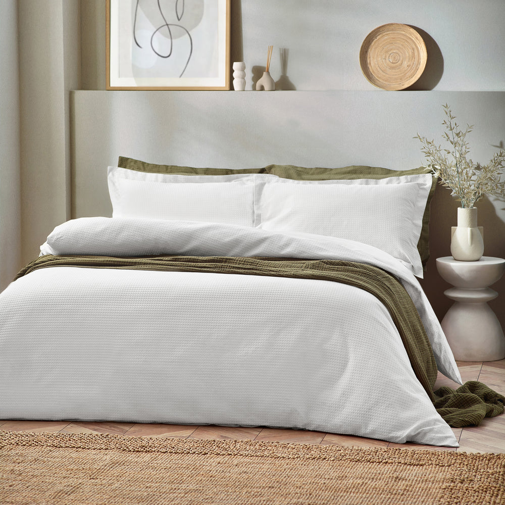 Waffle Sks Duvet Set White