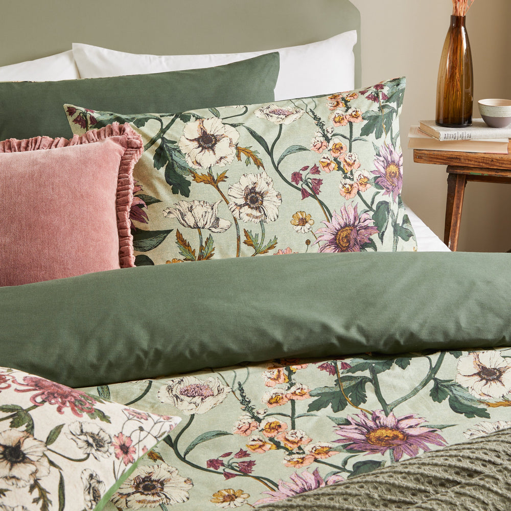 Wallflower Super King Duvet Set Celdaon Green - Canwell Interiors Limited - Riva