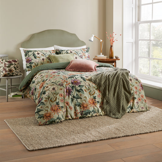 WALLFLOWER KING SIZE DUVET SET CELADON GREEN