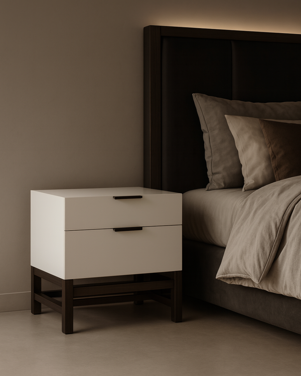 Webb Bedside Table - Matte Beige - Tommy Franks