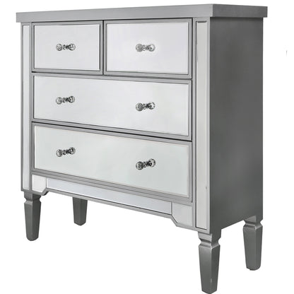 Vista 4 Drawer Silver Wood And Mirror Cabinet-DSP