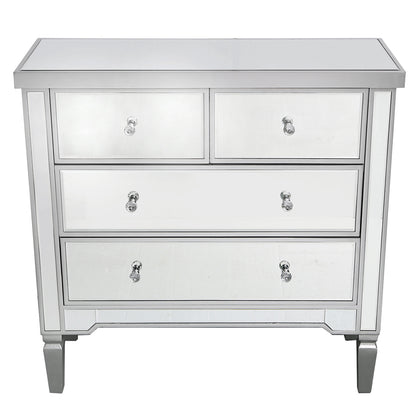 Vista 4 Drawer Silver Wood And Mirror Cabinet-DSP