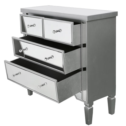 Vista 4 Drawer Silver Wood And Mirror Cabinet-DSP