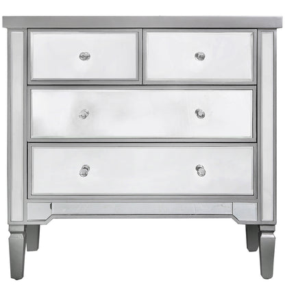 Vista 4 Drawer Silver Wood And Mirror Cabinet-DSP