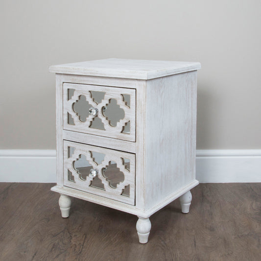 Hampton Beach 2 Drawer Cabinet Washed Ash And Mirror - DSP