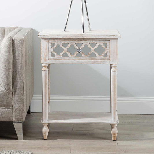 Hampton Beach 1 Drawer End Table Washed Ash And Mirror