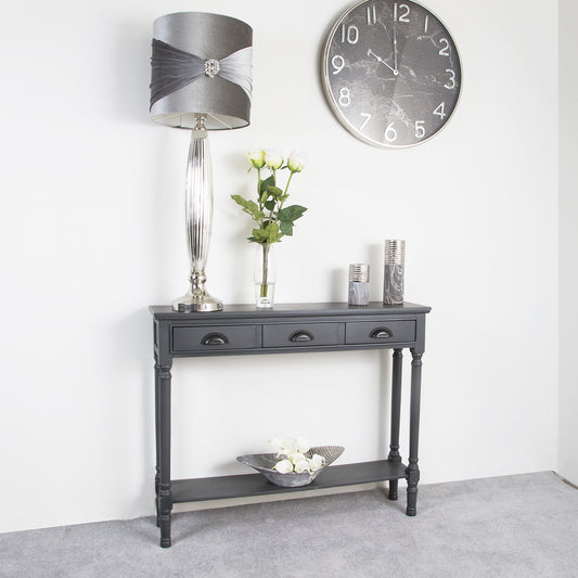 Delta Medium 3 Drawer Console Table Dark Grey - Cup Handle