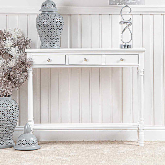 Delta Medium 3 Drawer Console Table White - Ball Handle-DSP