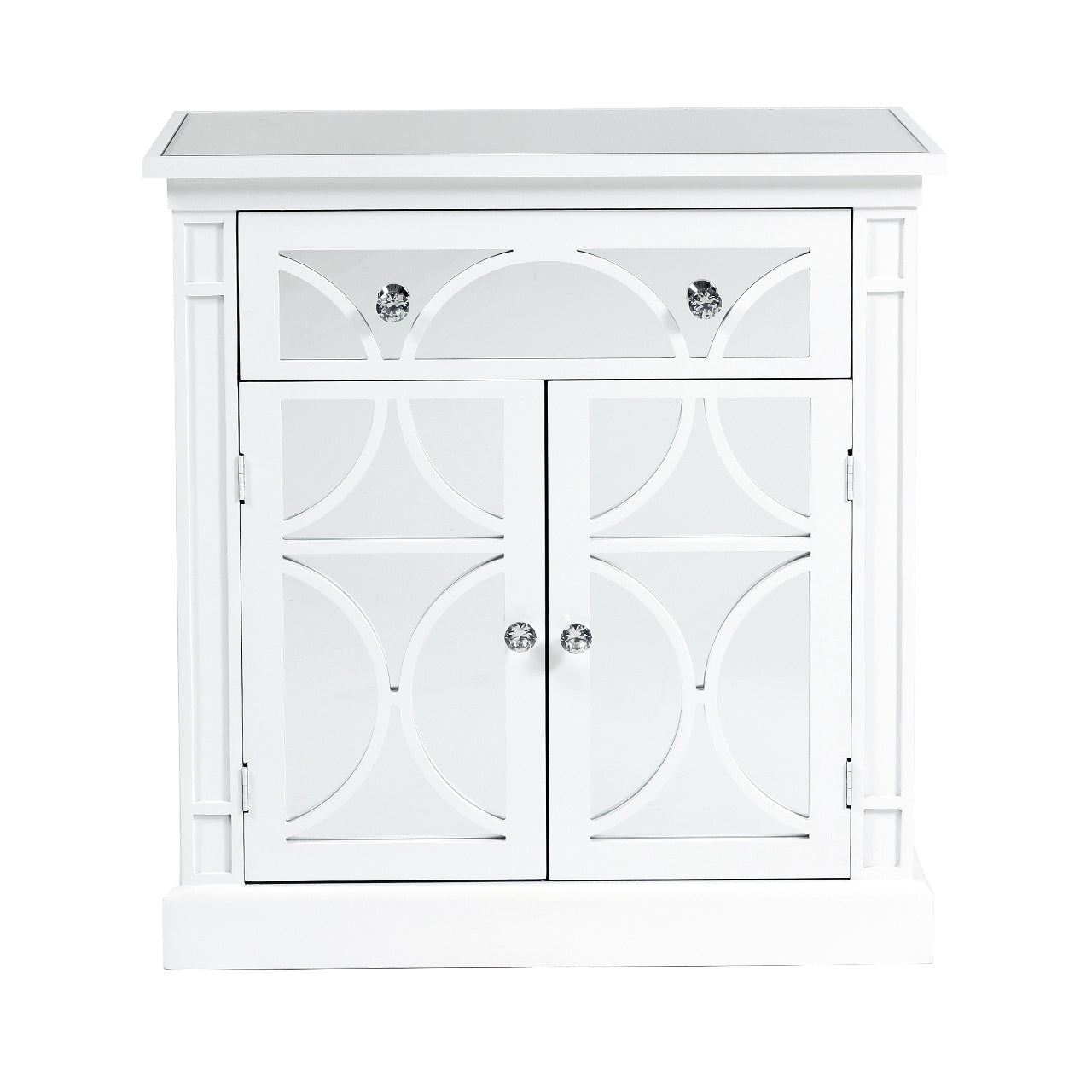 Torino 1 Drawer 2 Door Cabinet White Mirror Top