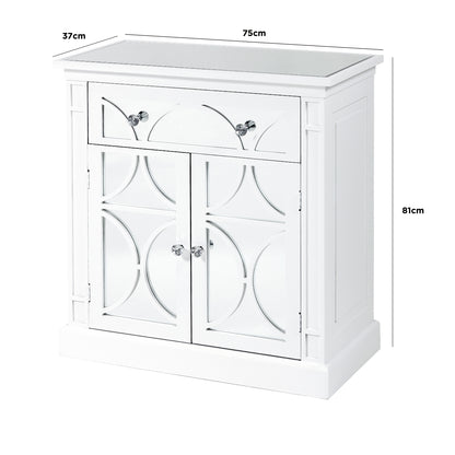 Torino 1 Drawer 2 Door Cabinet White Mirror Top