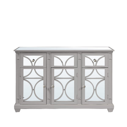 Torino 3 Drawer 3 Door Sideboard Grey Mirror Top with Round Satin Handle