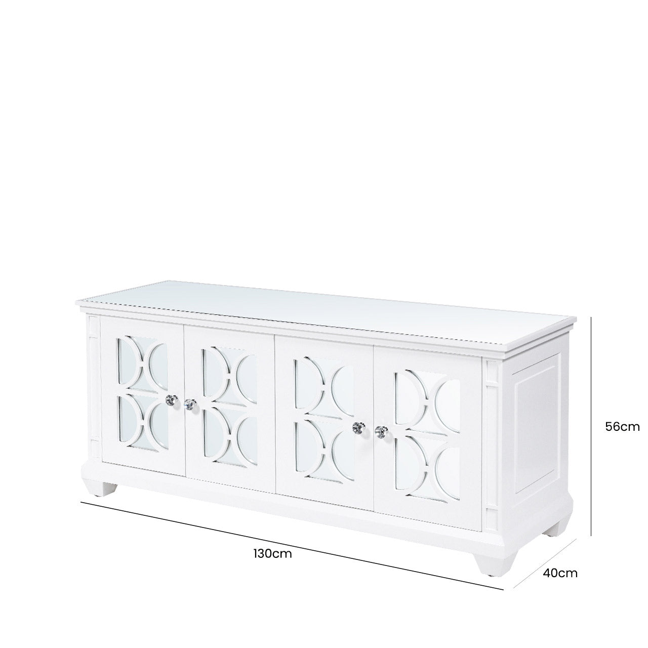 Torino 4 Drawer Entertainment Unit White Mirror Top