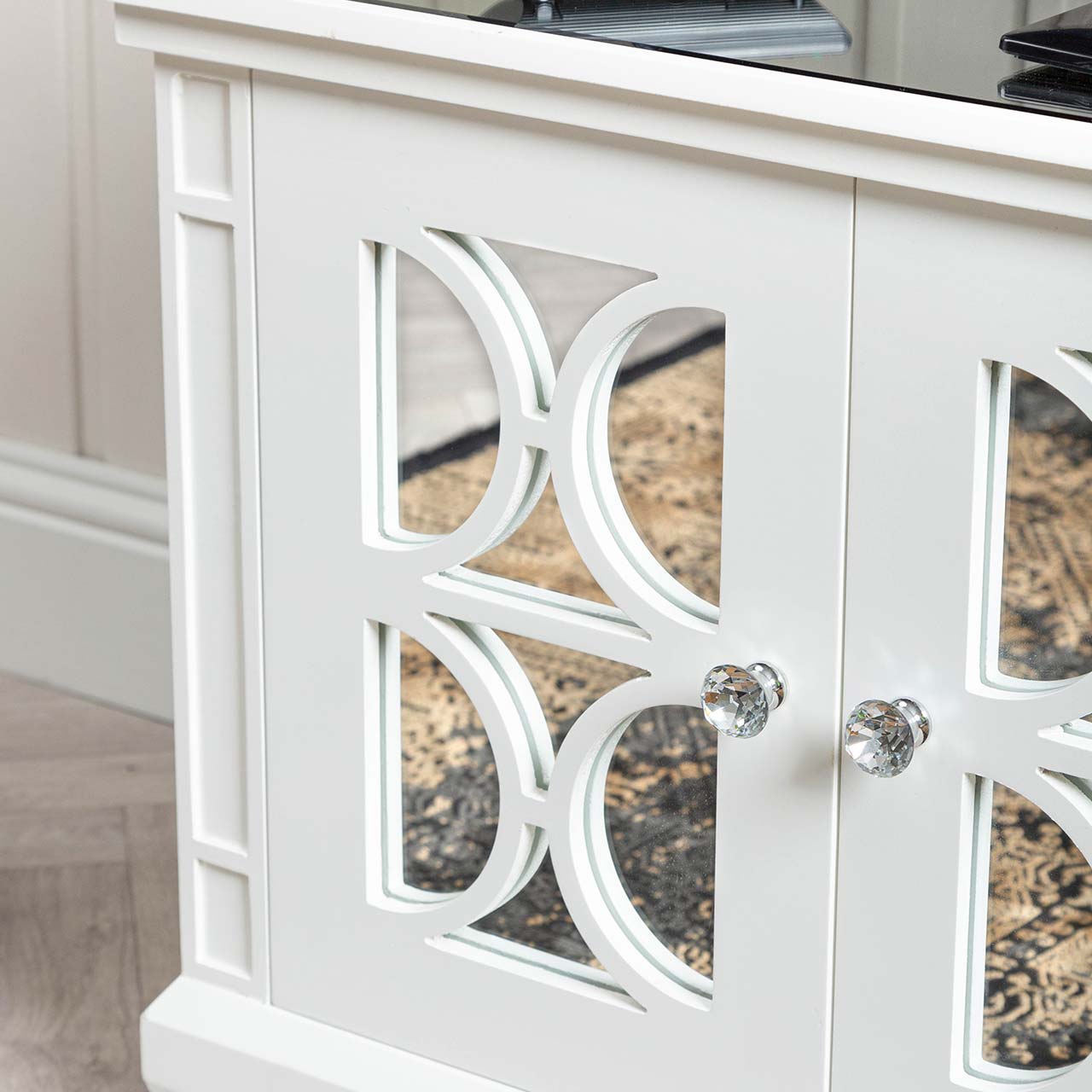 Torino 4 Drawer Entertainment Unit White Mirror Top