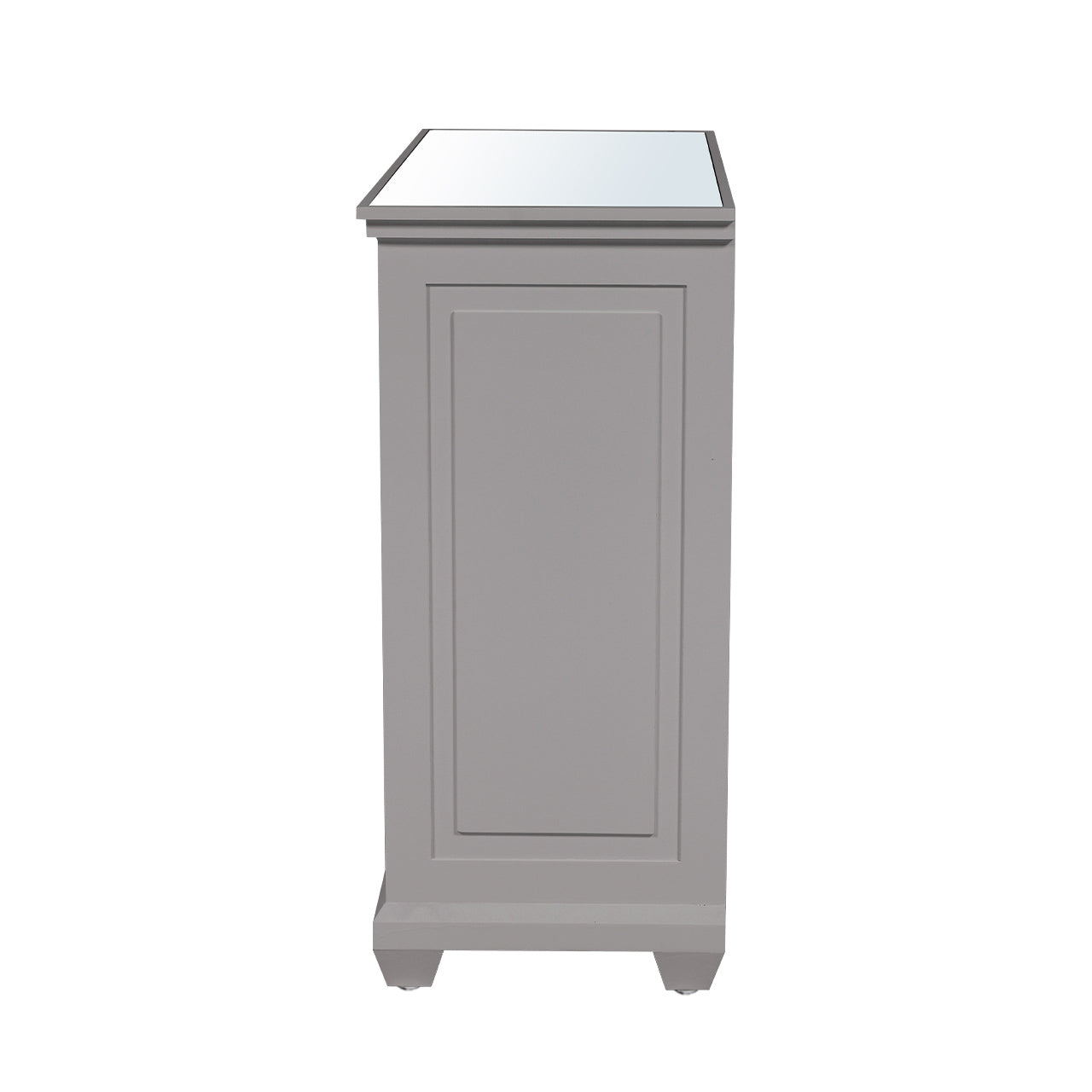 Torino 3 Drawer Chest Grey Mirror Top with Round Satin Handle