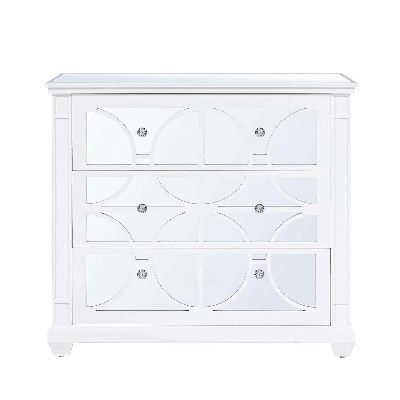 Torino 3 Drawer Chest White Mirror Top