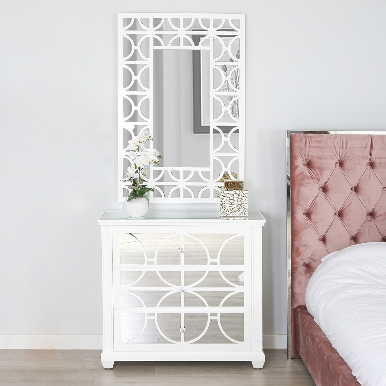 Torino 3 Drawer Chest White Mirror Top