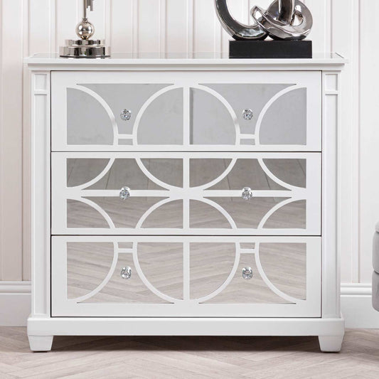 Torino 3 Drawer Chest White Mirror Top