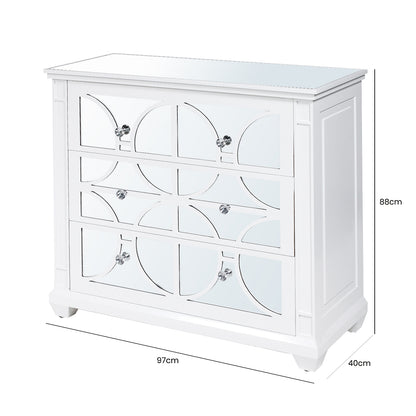 Torino 3 Drawer Chest White Mirror Top