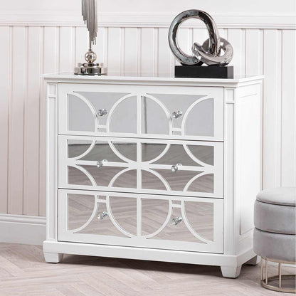 Torino 3 Drawer Chest White Mirror Top