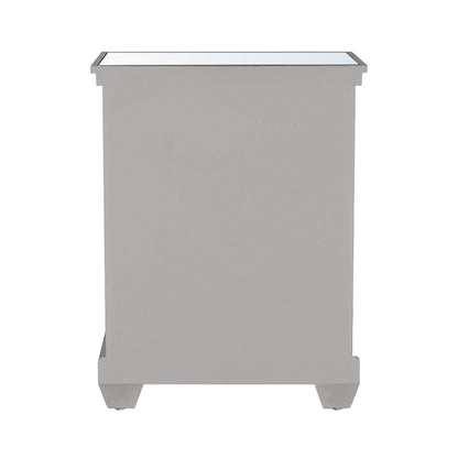 Torino 2 Drawer Bedside Cabinet Grey Mirror Top with Round Satin Handle