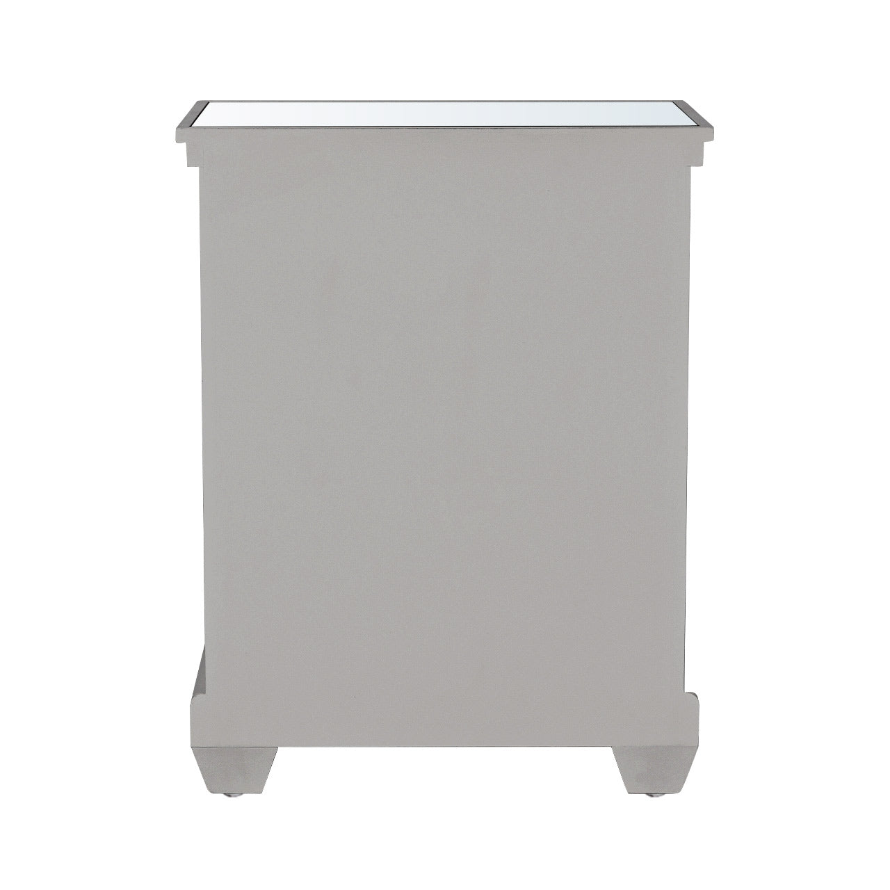 Torino 2 Drawer Bedside Cabinet Grey Mirror Top with Round Satin Handle