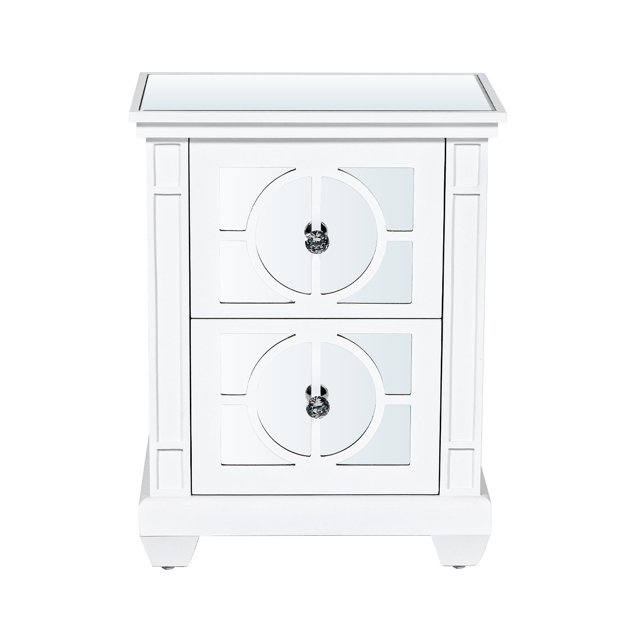 Torino 2 Drawer Bedside Cabinet White Mirror Top