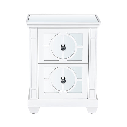 Torino 2 Drawer Bedside Cabinet White Mirror Top