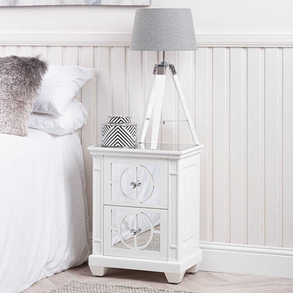 Torino 2 Drawer Bedside Cabinet White Mirror Top