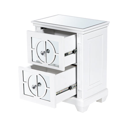 Torino 2 Drawer Bedside Cabinet White Mirror Top