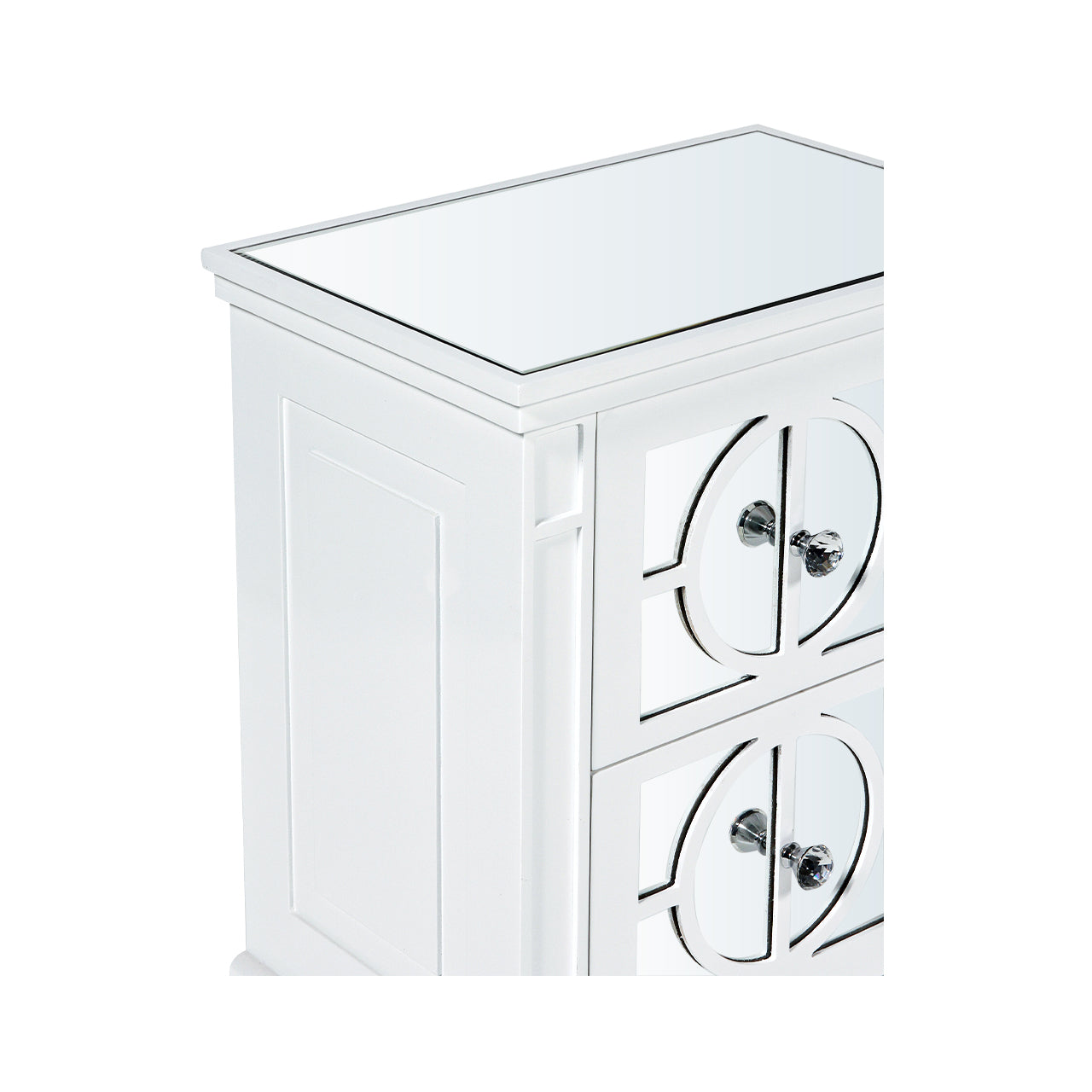 Torino 2 Drawer Bedside Cabinet White Mirror Top