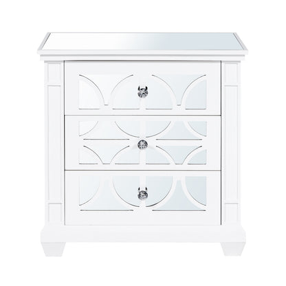 Torino 3 Drawer Wide Bedside Cabinet White Mirror Top