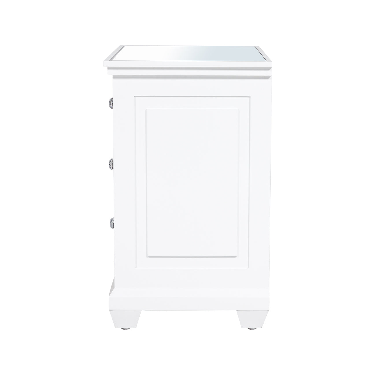 Torino 3 Drawer Wide Bedside Cabinet White Mirror Top