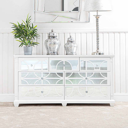 Torino 7 Drawer Chest White Mirror Top