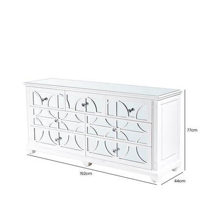 Torino 7 Drawer Chest White Mirror Top