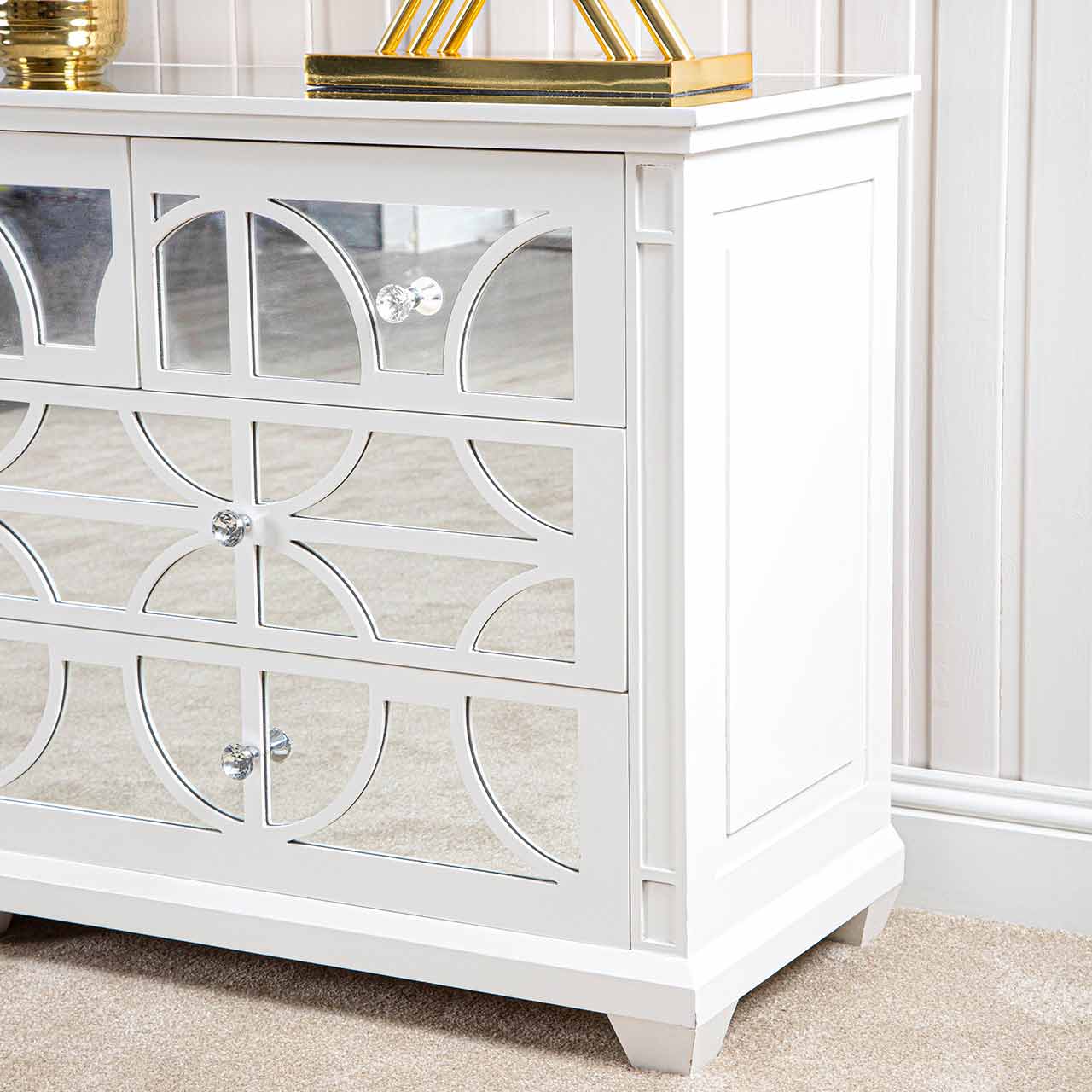 Torino 7 Drawer Chest White Mirror Top